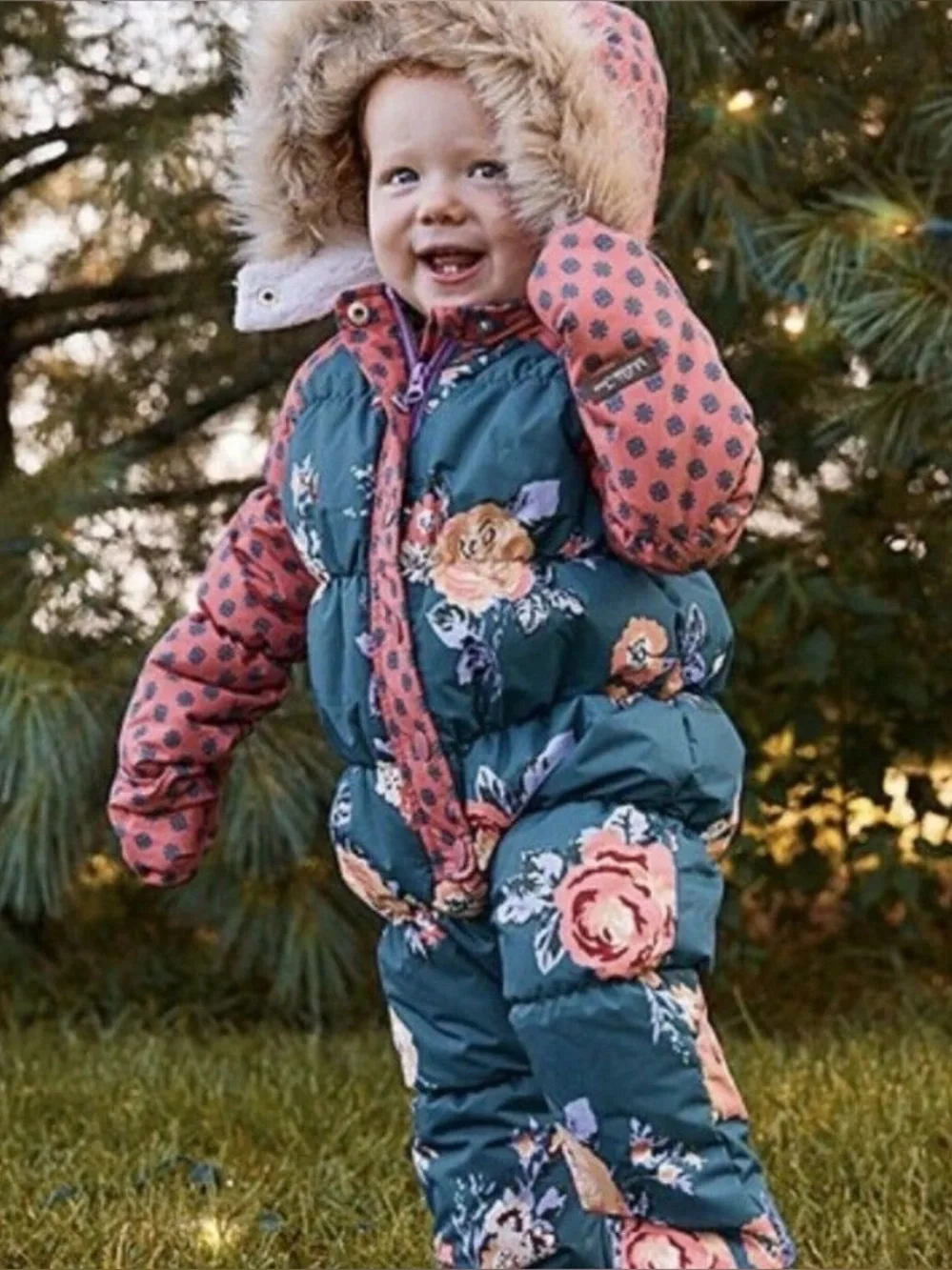 NWOT Matilda Jane Rosy Cheeks Floral Footed Snowsuit Size 12-18 Months